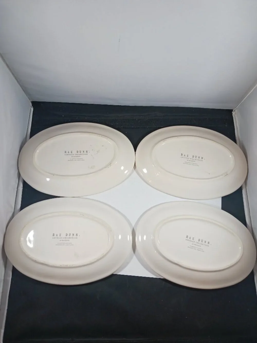4pcs Rae Dunn AMOUR Script Heart Crown Oval Appetizer Snack Dessert